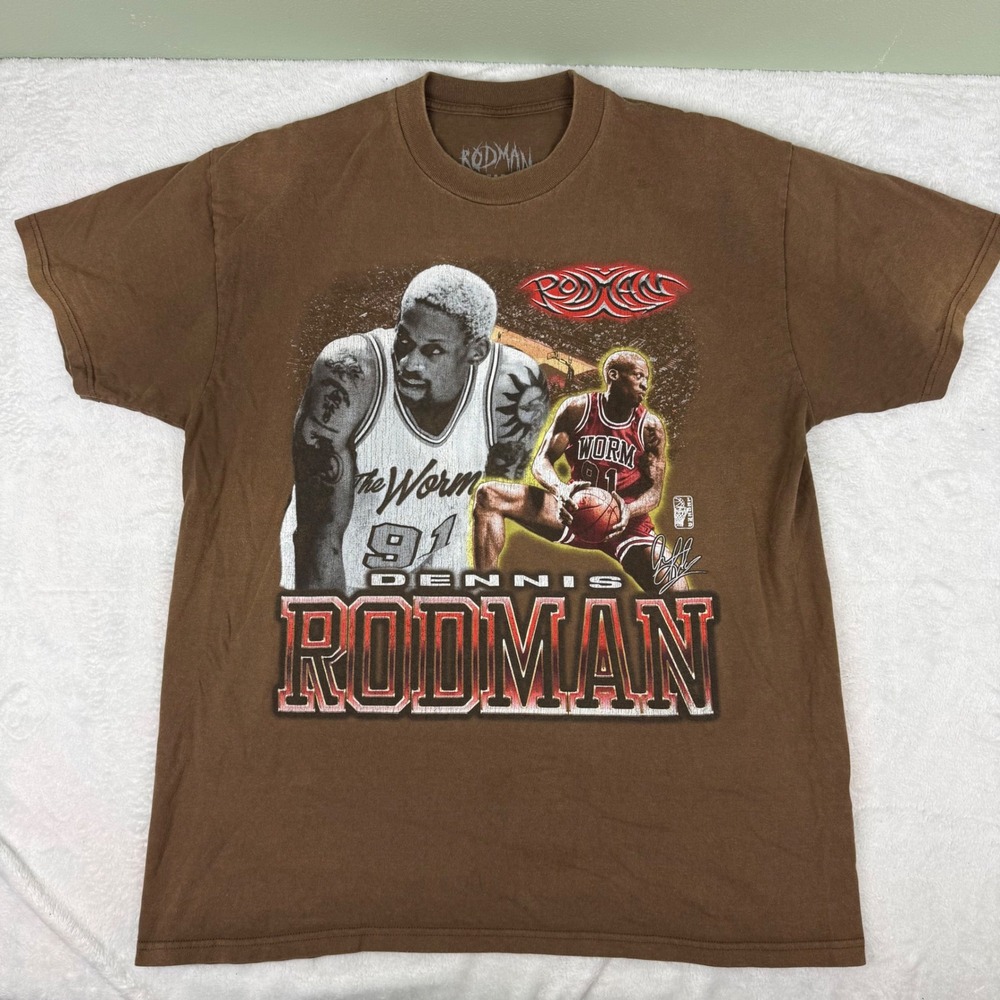 Rodman Apparel‎ Dennis Rodman The Worm T-Shirt Brown Mens Large Chicago Bulls